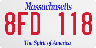 MA license plate 8FD118