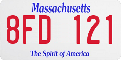 MA license plate 8FD121