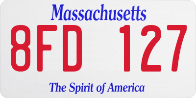 MA license plate 8FD127