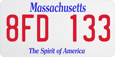 MA license plate 8FD133