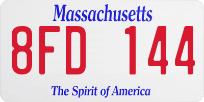 MA license plate 8FD144