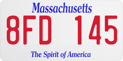 MA license plate 8FD145