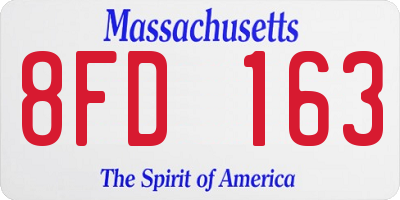 MA license plate 8FD163