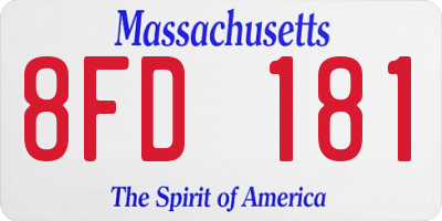 MA license plate 8FD181
