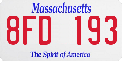 MA license plate 8FD193