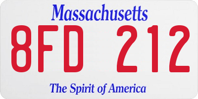 MA license plate 8FD212