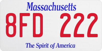 MA license plate 8FD222