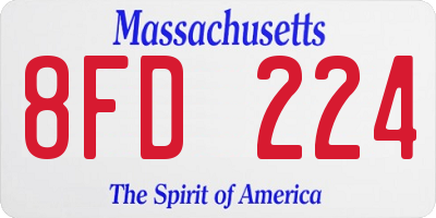 MA license plate 8FD224