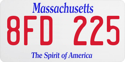 MA license plate 8FD225