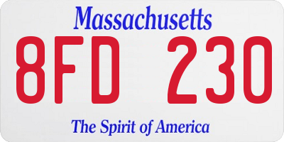 MA license plate 8FD230