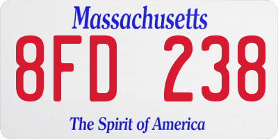 MA license plate 8FD238