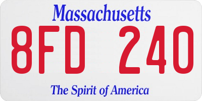 MA license plate 8FD240