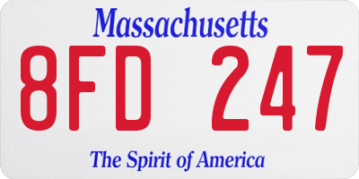 MA license plate 8FD247