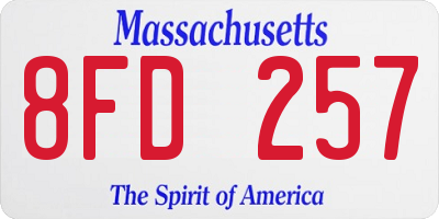 MA license plate 8FD257