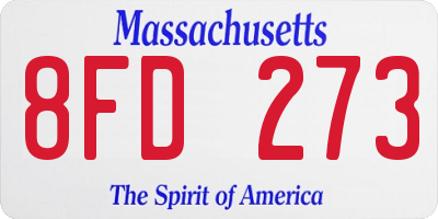 MA license plate 8FD273