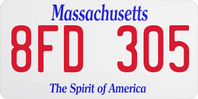 MA license plate 8FD305