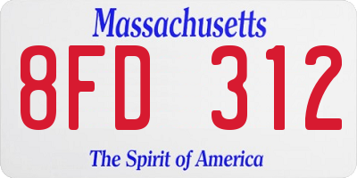 MA license plate 8FD312