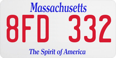 MA license plate 8FD332