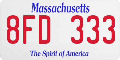 MA license plate 8FD333