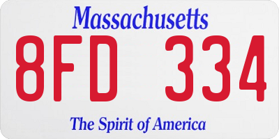 MA license plate 8FD334