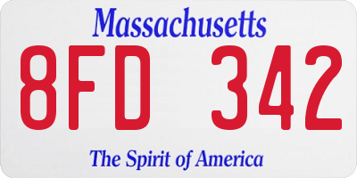 MA license plate 8FD342