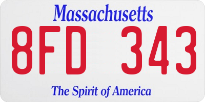 MA license plate 8FD343