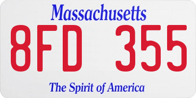 MA license plate 8FD355