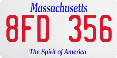 MA license plate 8FD356
