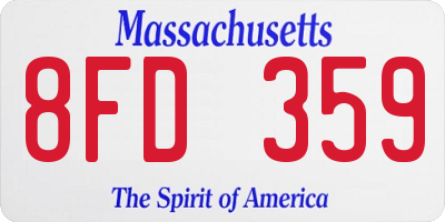 MA license plate 8FD359