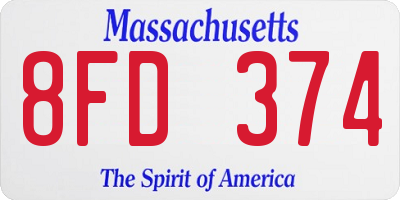MA license plate 8FD374
