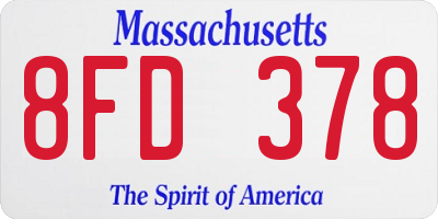 MA license plate 8FD378