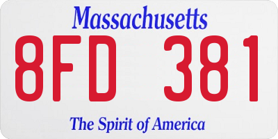 MA license plate 8FD381