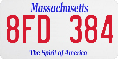 MA license plate 8FD384
