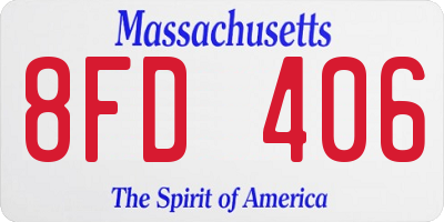 MA license plate 8FD406