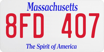 MA license plate 8FD407