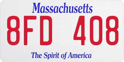 MA license plate 8FD408