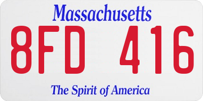 MA license plate 8FD416