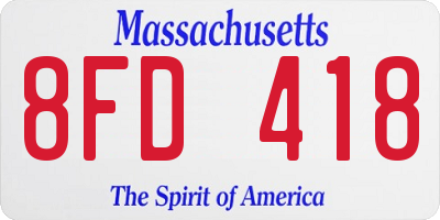 MA license plate 8FD418