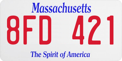 MA license plate 8FD421