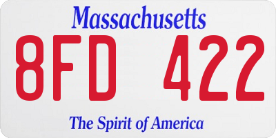MA license plate 8FD422