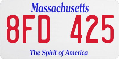 MA license plate 8FD425