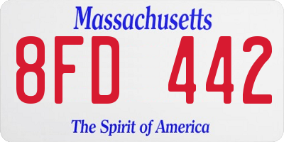 MA license plate 8FD442