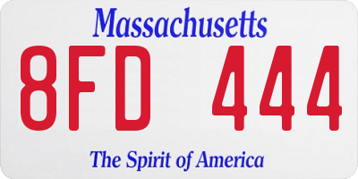 MA license plate 8FD444