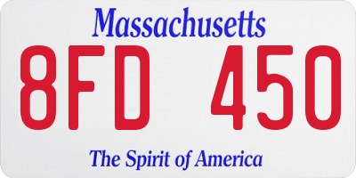 MA license plate 8FD450