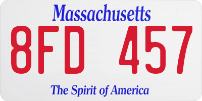 MA license plate 8FD457