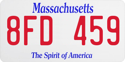MA license plate 8FD459