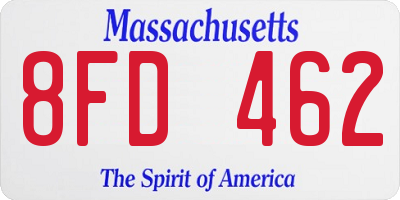 MA license plate 8FD462