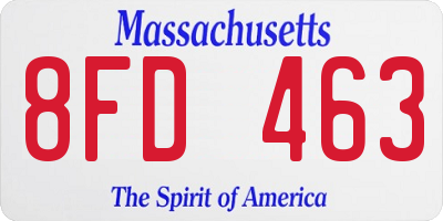 MA license plate 8FD463