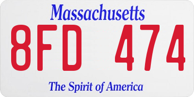 MA license plate 8FD474