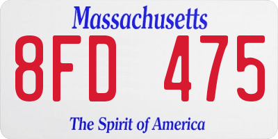 MA license plate 8FD475